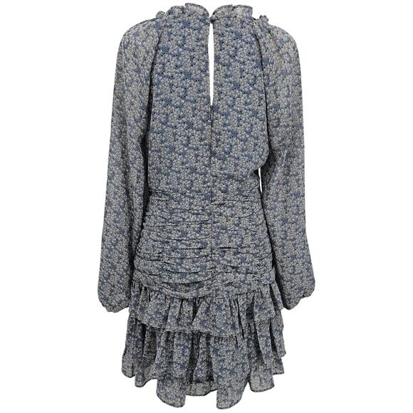 ASTR the Label Womans size M Tiered Ruffle Mini Dress Blue Ditzy Floral NWOT - Picture 4 of 8